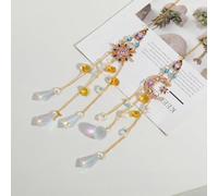 Axorafow Lune exotique pour fenêtre de jardin, terrasse, soleil, étoile attrape-vent, carillon éolien avec style blanc - décoration ethnique à quartz pendentif pendentif pendentif (40 cm, 2 pièces)
