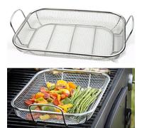 Axorafow Panier à légumes en acier inoxydable de 38,1 x 27,9 cm - Gadget barbecue robuste pour barbecue en plein air - Maille résistante à la rouille - Motif profond pour une cuisson uniforme