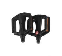 Axorafow Plaques en acier noir pour enfants - Roulements à filetage plat - Corps ABS - 12 mm/14 mm - Antidérapant - Pour pédales de vélo avec pédales réfléchissantes scellées lubrifiées (1 paire) (12