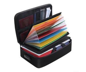 Axorafow Sac à documents ignifuge avec serrure 7 compartiments résistant aux hautes températures pour certificats argent 36 x 27 x 10 cm