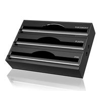AXOTEN Acrylique Distributeur Papier Aluminium/Film Alimentaire avec Coupe, D'Organisateur d'emballage en Papier Parchemin en Aluminium pour Tiroir De Cuisine, 3 Fentes