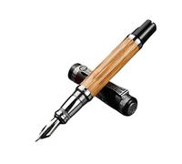 AXPTI Confucius Stylo plume classique en bambou naturel avec pointe courbée en relief Iridium 1,2 mm pour bureau/cadeau