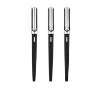 AXPTI Lot de 3 stylos plume longs tendance de 18 cm avec grand clip rouge, pointe extra fine EF/F pour écriture noir/argenté/blanc (argent, EF)