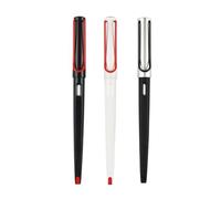 AXPTI Lot de 3 stylos plume tendance de 18 cm de long avec grand clip rouge, pointe extra fine EF/F pour écrire en noir/argenté/blanc (3 pièces, noir, F)