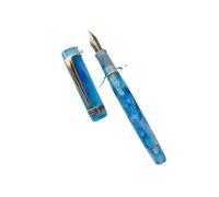 AXPTI Stylo-plume en acrylique lisse avec pointe EF/F - Beau motif marbre - Stylo à encre - 24 couleurs - Bleu transparent - EF (0,38 mm)