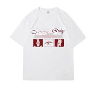 AXQAJL T-Shirt Ample en Coton avec Imprimé Vintage Ruby for Homme Et Femme(White A,M)
