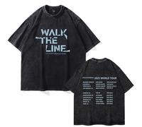 AXQAJL T-Shirts en Coton Délavé Walk The Line T-Shirts Graphiques World Tour 2025(S)