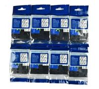 AXRMLVRD Lot de 4 ou 8 Rubans d'étiquettes, Noir sur Transparent, 6, 9, 12, 18, 24mm, compatibles avec l'étiqueteuse PT D210 PT H110(8PK Black on Clear)