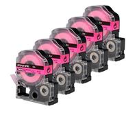 AXRMLVRD Ruban d'étiquettes Fluorescent, 5 pièces, 12mm, SK12P SK12D SK12Y SK12G LK 4GBF, Compatible avec Le Fabricant d'étiquettes(5PK Flu.Pink)