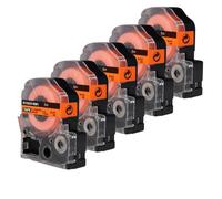 AXRMLVRD Ruban d'étiquettes Fluorescent, 5 pièces, 12mm, SK12P SK12D SK12Y SK12G LK 4GBF, Compatible avec Le Fabricant d'étiquettes(5PK Flu. Orange)