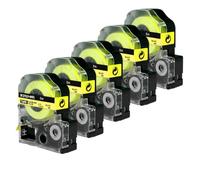 AXRMLVRD Ruban d'étiquettes Fluorescent, 5 pièces, 12mm, SK12P SK12D SK12Y SK12G LK 4GBF, Compatible avec Le Fabricant d'étiquettes(5PK Flu.Yellow)