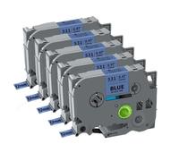 AXRMLVRD Ruban d'étiquettes laminé 5 10PK 6 9 12mm TZe231 TZe221 TZe211 231 131 Compatible avec l'étiqueteuse PTH110(5PK Black on Blue)