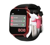 Axrrl Dispositifs De Détection De Chute pour Seniors 4G pour Personnes Âgées pour Alzheimer Appel Vidéo HD Montre Connectée Senior,Rouge