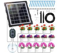 Axrye Système d'irrigation solaire automatique - Système d'irrigation solaire automatique - Avec minuterie et 15 goutteurs - Modes d'arrosage DIY pour plantes en pot, jardin, balcon, serre