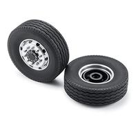 AXspeed Lot de 2 roues avant et pneus RC pour tracteur Tamiya 1:14, camion, escalade, remorque, cargo