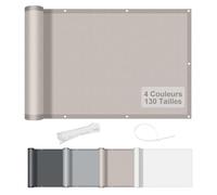 AXT SHADE Taille Personnalisée Brise Vue Balcon 55x1000cm Imperméable Cache Vue Balcon Protection UV Opaque Résistant aux Contre Vent avec Trous et Serre Câbles pour Exterieur Terrasse-Taupe
