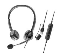 Axtel Flow UC Casque Stéréo Filaire USB-A/USB-C - Micro à Réduction de Bruit, Confort Toute la Journée, Compatible MS Teams, Zoom, PC et Mac