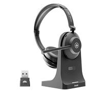Axtel One BT Stereo Wireless Headset with Charging Stand - Bluetooth & USB-A Dongle - Noise Cancelling Mic - 40h Talk Time - MS Teams, Zoom - Made in The EU
