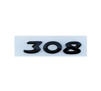 AXTGBHL 3D ABS Chrome Noir Coffre De Voiture Badge Decal Fit for Peugeot 206 207 301 307 308 408 508 Logo Emblème Lettres Numéro Autocollant Accessoires(Black 308 New)