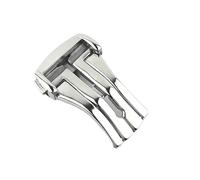 AXTGBHL Boucle pliante adaptée for la boucle en acier inoxydable Omega, en cuir/élastique, fermoir de déploiement en métal 16mm 18mm 20mm, accessoires outils(Silver,16MM_NO LOGO)