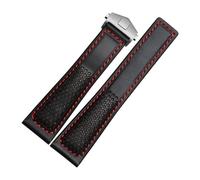 AXTGBHL Bracelet de montre Bracelet de 22 mm adapté for Tag Heuer Carrera plongée Fit for Monaco F1 Fit for Fiyta Fit for Tissot Bracelet de montre Points rouges Bracelet en cuir(Redline-silver)