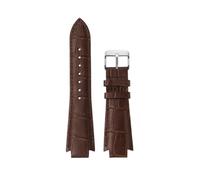 AXTGBHL Bracelet de montre en cuir accessoires adaptés for Tissot 1853 T60 Bracelet de montre T60.1.513 hommes femmes Bracelet de montre convexe 24 × 14mm Bracelet(Brown-silver)