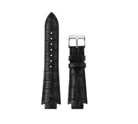 AXTGBHL Bracelet de Montre en Cuir Accessoires adaptés for Tissot 1853 T60 Bracelet de Montre T60.1.513 Hommes Femmes Bracelet de Montre Convexe 24 × 14mm Bracelet(Black-Silver)