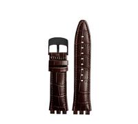 AXTGBHL Bracelet de montre en cuir, fermoir en acier, 21mm, adapté for Swatch IRONY YOS440 449 448 401G 420, Bracelet de montre for femmes et hommes(Brown-black)