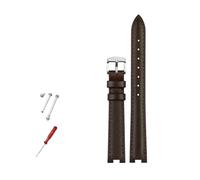 AXTGBHL Bracelet de montre en cuir for femmes, 14x5mm, 16x10mm, 12x5mm, adapté for Gucci GC YA141401 YA141505, Bracelet de montre cranté, chaîne de montre(Brown silver,14x5mm)