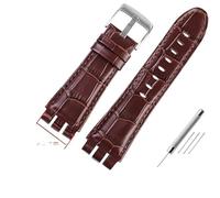 AXTGBHL Bracelets de montre en cuir 23MM adaptés for Swatch, for IRONY YOS440 YOS449 448 447 401G, Bracelet de montre for hommes, fermoir en acier avec outils(Brown-silver)