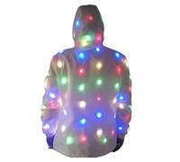 AXTMR Veste Lumineuse LED à Capuche, Manteau Lumineux coloré, Costume de nouveauté de scène Rave de noël, Nous sans Batterie,White,M