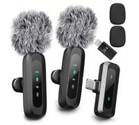 AXUAXU Lot de 2 microphones cravate sans fil pour iPhone, iPad, USB-C, avec adaptateur, Bluetooth TikTok, microphones de médias sociaux pour vlogging, enregistrement, tournage blogueur