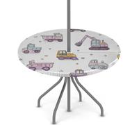 Axurera Nappe ronde d'extérieur avec trou de parapluie et fermeture éclair, nappe ajustée avec élastique, imperméable, facile à nettoyer, pour tables de 91,4 à 111,8 cm