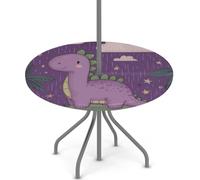 Axurera Nappe ronde d'extérieur avec trou de parapluie et fermeture éclair, nappe ajustée avec élastique, imperméable et facile à nettoyer, pour tables de 91,4 à 111,8 cm