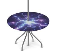 Axurera Nappe ronde d'extérieur avec trou de parasol et fermeture éclair, nappe ajustée avec élastique, imperméable, facile à nettoyer, pour tables de 91,4 à 111,8 cm