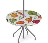 Axurera Nappe ronde d'extérieur avec trou de parasol et fermeture éclair, nappe ajustée avec élastique, imperméable, facile à nettoyer, pour tables de 91,4 à 111,8 cm