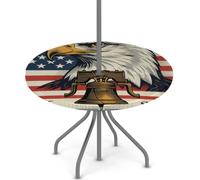 Axurera Nappe ronde d'extérieur avec trou de parasol et fermeture éclair, nappe ajustée avec élastique, imperméable et facile à nettoyer, pour tables de 91,4 à 111,8 cm