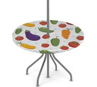 Axurera Nappe ronde d'extérieur avec trou de parasol et fermeture éclair, nappe ajustée avec élastique, imperméable, facile à nettoyer, pour tables de 91,4 à 111,8 cm