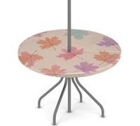 Axurera Nappe ronde d'extérieur avec trou de parasol et fermeture éclair, nappe ajustée avec élastique, imperméable, facile à nettoyer, pour tables de 91,4 à 111,8 cm