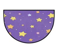Axurera Tapis demi-rond, étoiles jaunes sur violet, paillasson semi-circulaire lavable pour intérieur, salle de bains, chambre à coucher, paillasson antidérapant, 91,4 x 61 cm