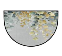 Axurera Tapis demi-rond, feuilles d'eucalyptus vertes et jaunes, paillasson semi-circulaire lavable pour entrée, salle de bains, chambre à coucher, paillasson antidérapant, 91,4 x 61 cm