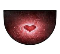 Axurera Tapis demi-rond, motif cœur rouge romantique sur noir, paillasson semi-circulaire lavable pour intérieur, salle de bains, chambre à coucher, paillasson antidérapant, 91,4 x 61 cm
