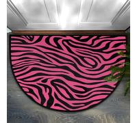 Axurera Tapis demi-rond, motif zèbre rose sexy, rayé, lavable, pour entrée, salle de bain, chambre à coucher, paillasson antidérapant, 91,4 x 61 cm