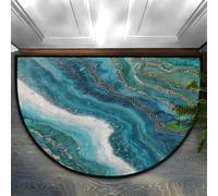 Axurera Tapis demi-rond, paillasson antidérapant, lavable, motif marbre abstrait, géode fluide, pour entrée, salle de bain, chambre à coucher, 91,4 x 61 cm