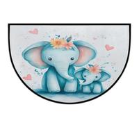 Axurera Tapis demi-rond, paillasson antidérapant lavable pour entrée, salle de bain, chambre à coucher, motif éléphant mignon, maman et bébé, 91,4 x 61 cm