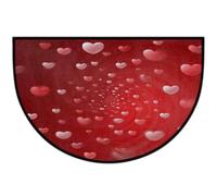 Axurera Tapis demi-rond, paillasson antidérapant lavable pour entrée, salle de bains, chambre à coucher, motif cœurs rouges, 91,4 x 61 cm