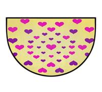 Axurera Tapis demi-rond, paillasson antidérapant lavable pour entrée, salle de bains, chambre à coucher, motif cœurs violets et roses, 91,4 x 61 cm