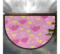 Axurera Tapis demi-rond, paillasson antidérapant lavable pour entrée, salle de bains, chambre à coucher, motif cœur d'amour et étoiles, 91,4 x 61 cm