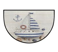 Axurera Tapis demi-rond, paillasson vintage en forme d'ancre de bateau nautique, lavable, pour entrée, salle de bains, chambre à coucher, paillasson antidérapant, 91,4 x 61 cm
