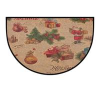 Axurera Tapis demi-rond - Paillasson vintage en forme de lettre de Noël - Motif Père Noël - Lavable - Pour entrée, salle de bain, chambre à coucher, paillasson antidérapant, 91,4 x 61 cm